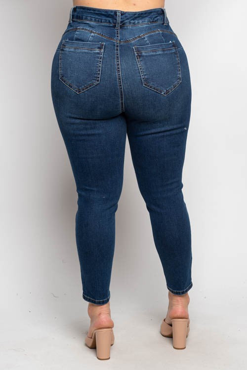 Curvy 5 Button Denim Skinny Jean