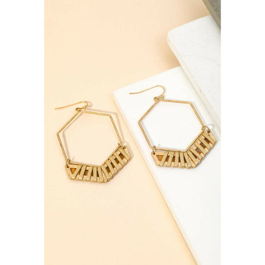 Hexagon Cutout Drop Earrings