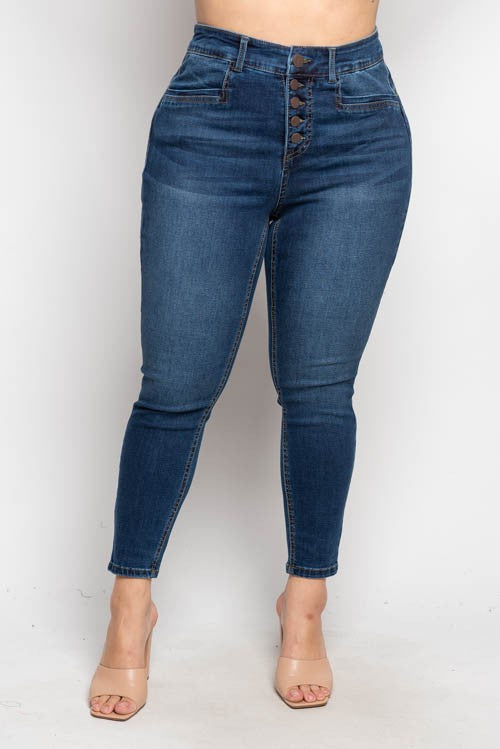 Curvy 5 Button Denim Skinny Jean