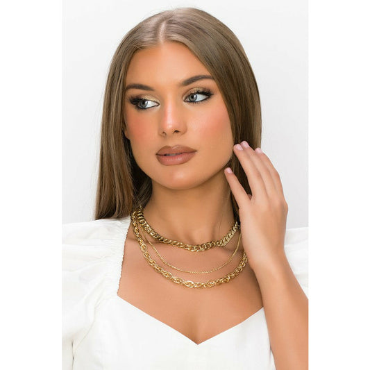 Multi Gold Chain Necklace Set