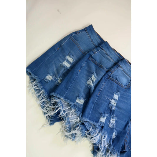 High Waisted Distressed Shorts
